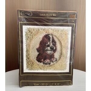 Vtg 1981 Norcross Collectibles Latch Hook Rug Picture Kit Wags 15" x 15" #N7151